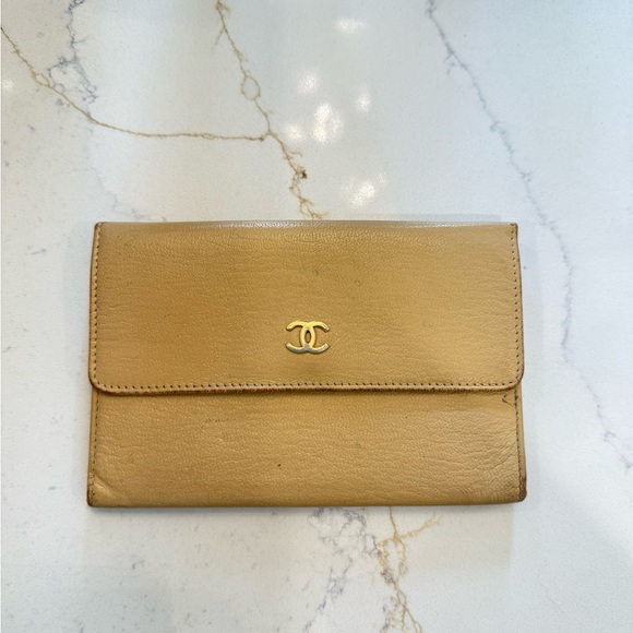 CHANEL Handbags - Chanel Tan Leather Wallet